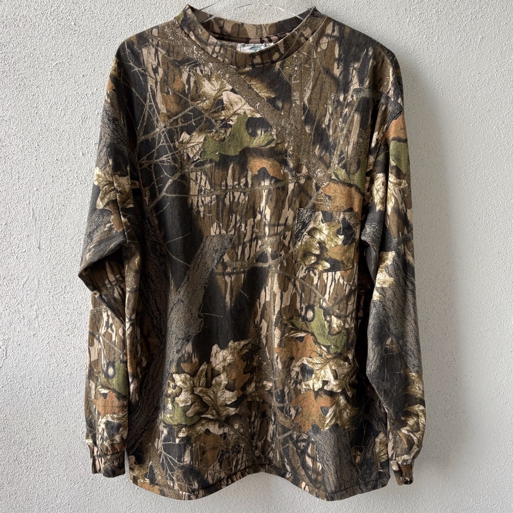 Mossy Oak Vintage Cotton Men XXL Made in USA Camouflage Hunter Woods Outdoors‎